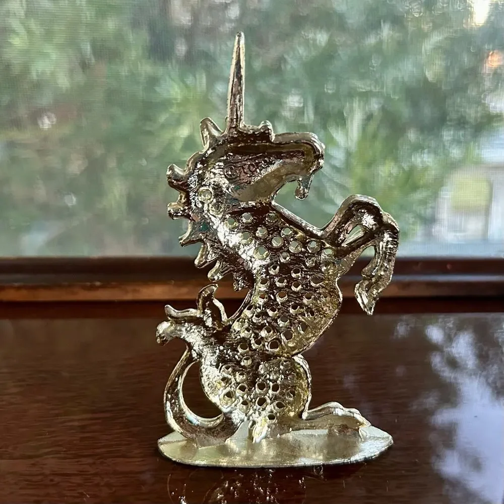 Vintage Torino Gold-Toned Unicorn Earring Holder Display Stand – 5” Tall
